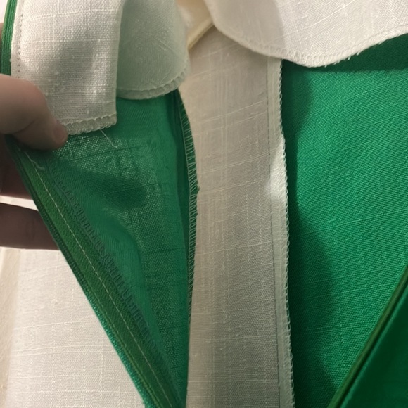 Vintage 80s J. Ellis White & Green Asymmetric Half-pleated Dress - Picture 12 of 12